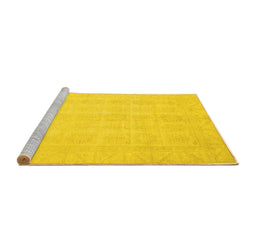 Sideview of Machine Washable Oriental Yellow Traditional Rug, wshabs2673yw