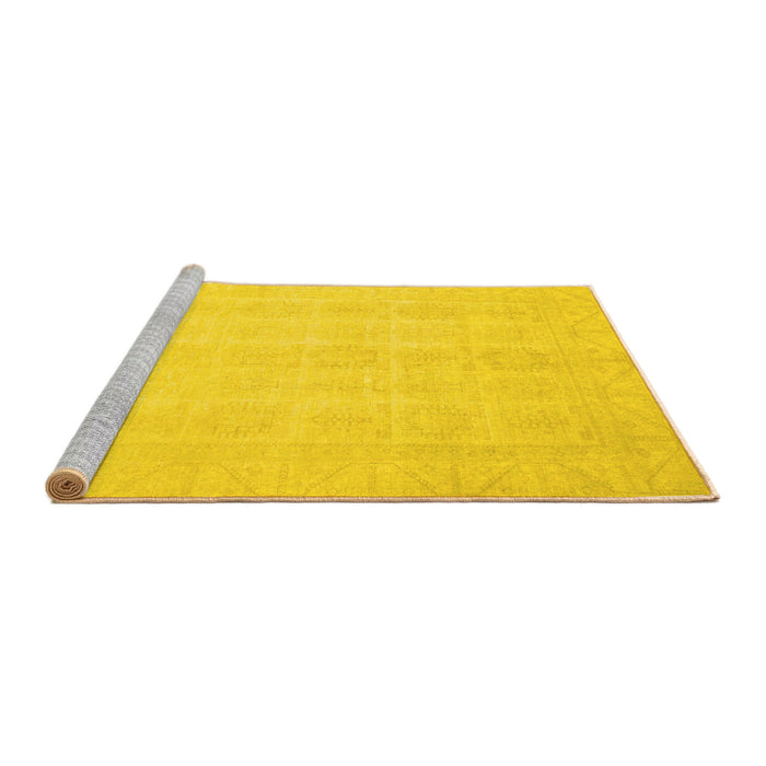 Sideview of Machine Washable Oriental Yellow Traditional Rug, wshabs2673yw