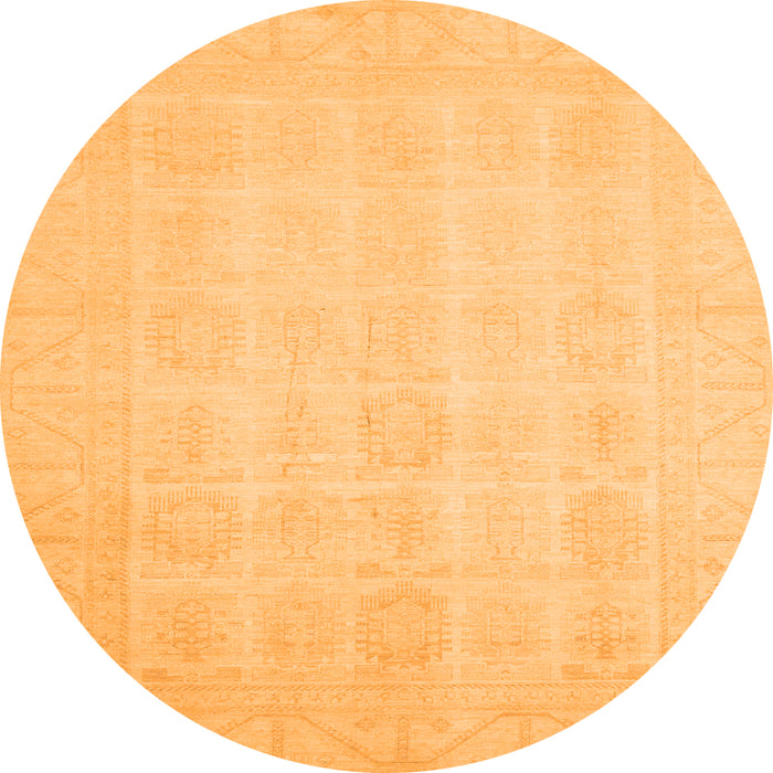 Round Oriental Orange Traditional Rug, abs2673org