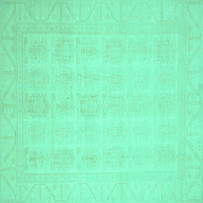 Square Machine Washable Oriental Turquoise Traditional Area Rugs, wshabs2673turq