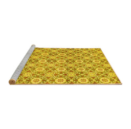 Sideview of Machine Washable Abstract Yellow Modern Rug, wshabs2674yw