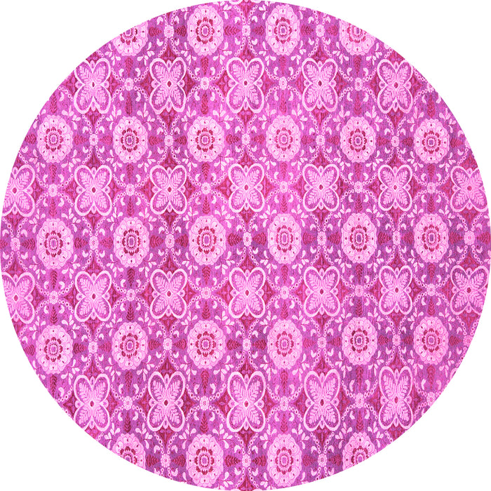 Round Abstract Pink Modern Rug, abs2674pnk