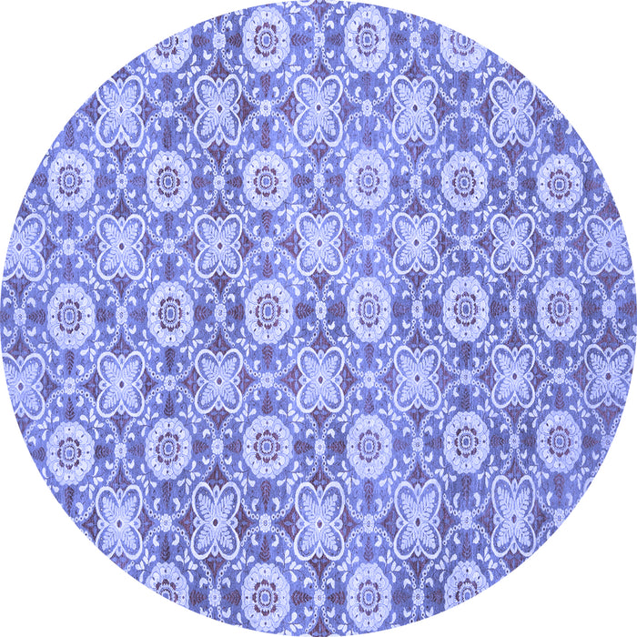 Round Machine Washable Abstract Blue Modern Rug, wshabs2674blu