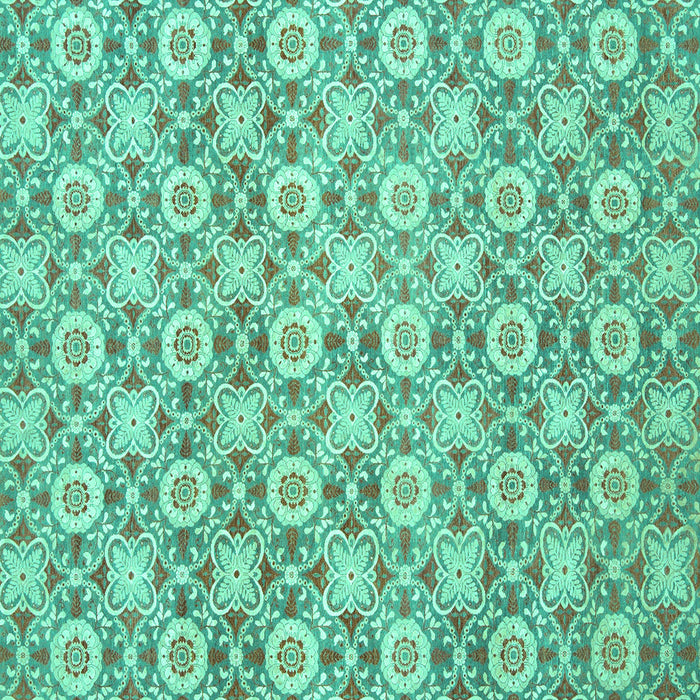 Square Machine Washable Abstract Turquoise Modern Area Rugs, wshabs2674turq