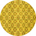 Round Machine Washable Abstract Yellow Modern Rug, wshabs2674yw