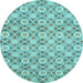 Round Machine Washable Abstract Light Blue Modern Rug, wshabs2674lblu