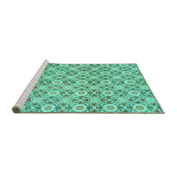 Sideview of Machine Washable Abstract Turquoise Modern Area Rugs, wshabs2674turq