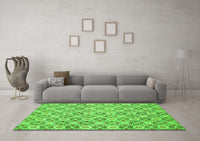 Machine Washable Abstract Green Modern Rug, wshabs2674grn