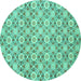 Round Machine Washable Abstract Turquoise Modern Area Rugs, wshabs2674turq