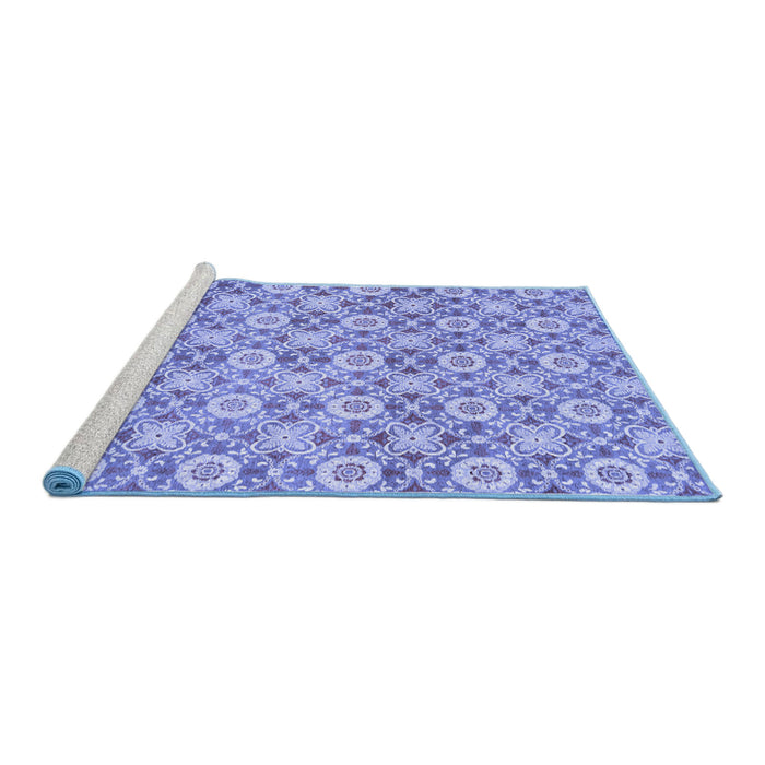Sideview of Machine Washable Abstract Blue Modern Rug, wshabs2674blu