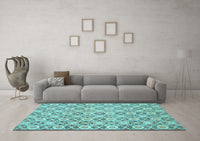 Machine Washable Abstract Light Blue Modern Rug, wshabs2674lblu