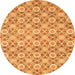 Round Machine Washable Abstract Orange Modern Area Rugs, wshabs2674org