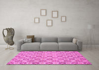 Machine Washable Abstract Pink Modern Rug, wshabs2674pnk