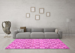 Machine Washable Abstract Pink Modern Rug in a Living Room, wshabs2674pnk