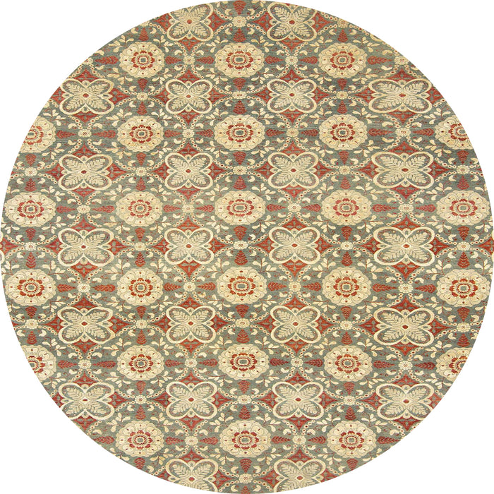 Round Machine Washable Abstract Yellow Rug, wshabs2674
