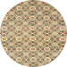 Round Machine Washable Abstract Yellow Rug, wshabs2674