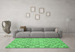 Machine Washable Abstract Emerald Green Modern Area Rugs in a Living Room,, wshabs2674emgrn