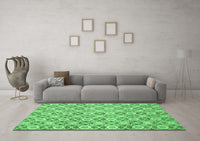 Machine Washable Abstract Emerald Green Modern Rug, wshabs2674emgrn