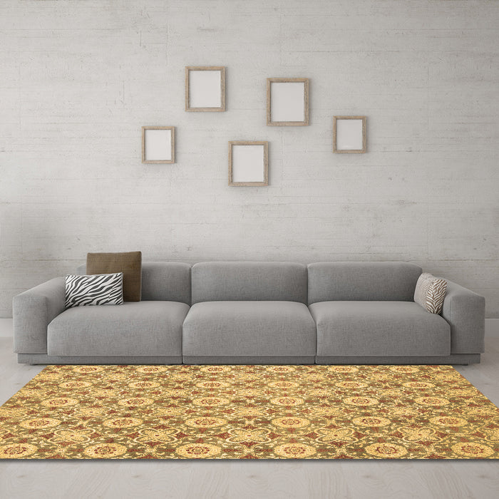 Machine Washable Abstract Brown Modern Rug in a Living Room,, wshabs2674brn