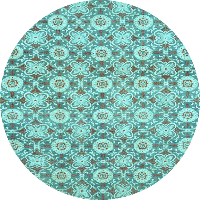 Round Abstract Light Blue Modern Rug, abs2674lblu