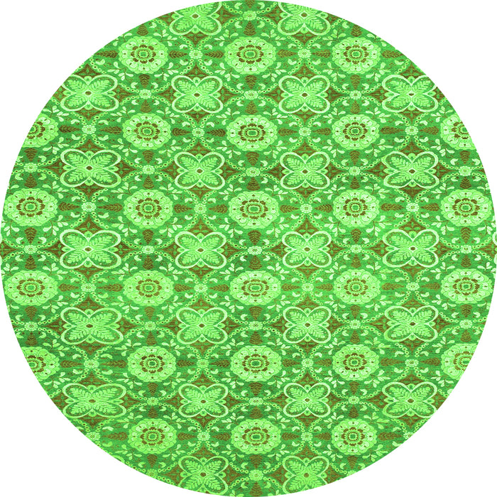 Round Abstract Green Modern Rug, abs2674grn