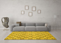 Machine Washable Abstract Yellow Modern Rug, wshabs2674yw