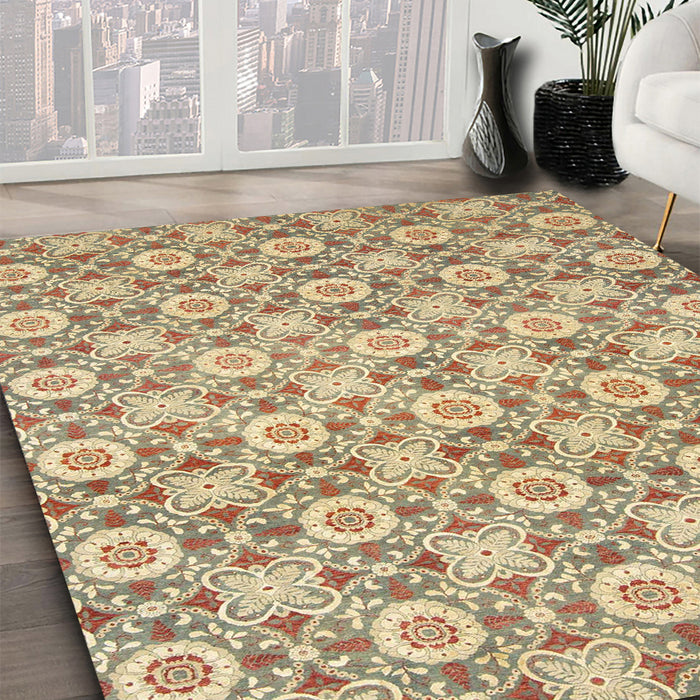 Machine Washable Abstract Yellow Rug in a Family Room, wshabs2674