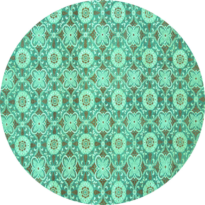 Round Abstract Turquoise Modern Rug, abs2674turq