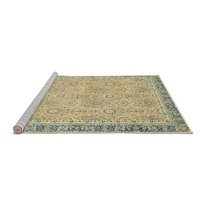 Sideview of Machine Washable Abstract Brown Gold Rug, wshabs2675