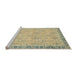 Sideview of Machine Washable Abstract Brown Gold Rug, wshabs2675