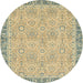 Round Machine Washable Abstract Brown Gold Rug, wshabs2675