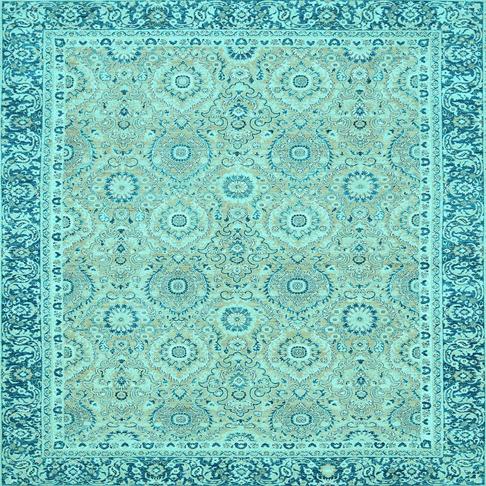 Square Machine Washable Oriental Light Blue Traditional Rug, wshabs2675lblu