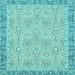 Square Machine Washable Oriental Light Blue Traditional Rug, wshabs2675lblu