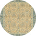 Round Abstract Brown Gold Oriental Rug, abs2675