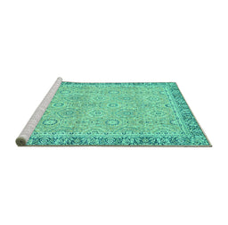Sideview of Machine Washable Oriental Turquoise Traditional Area Rugs, wshabs2675turq