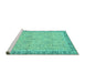 Sideview of Machine Washable Oriental Turquoise Traditional Area Rugs, wshabs2675turq