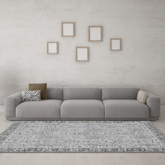 Machine Washable Oriental Gray Traditional Rug in a Living Room,, wshabs2675gry