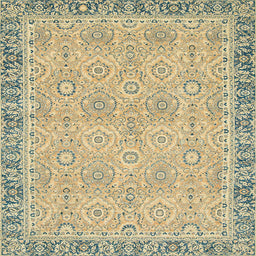 Square Abstract Brown Gold Oriental Rug, abs2675