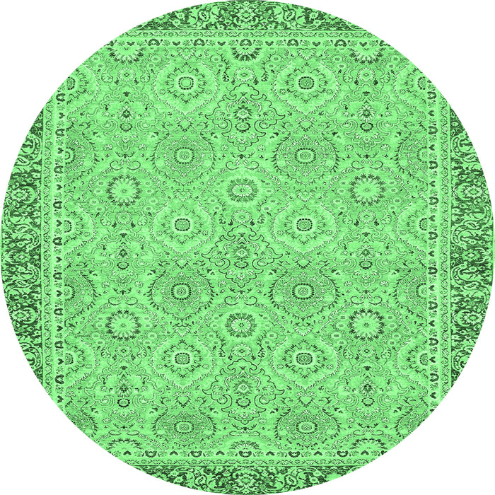 Round Oriental Emerald Green Traditional Rug, abs2675emgrn