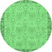 Round Oriental Emerald Green Traditional Rug, abs2675emgrn