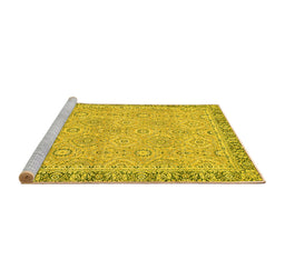 Sideview of Machine Washable Oriental Yellow Traditional Rug, wshabs2675yw