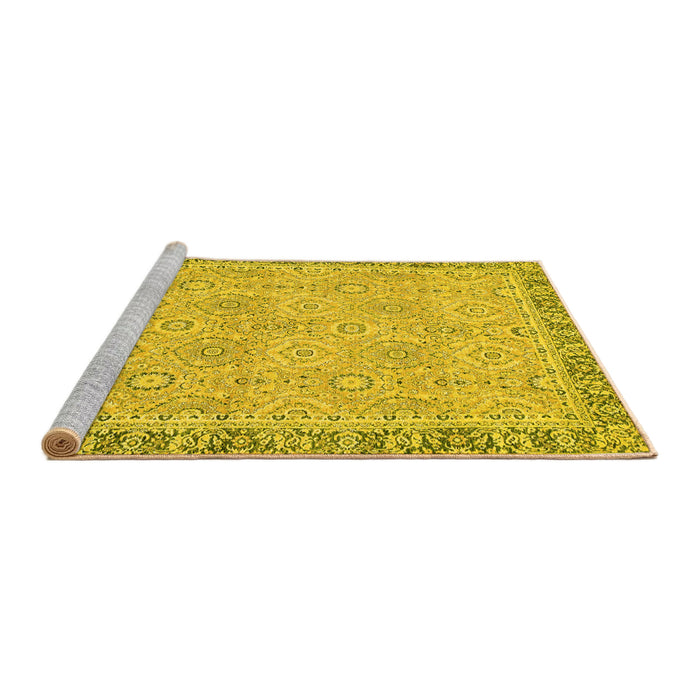 Sideview of Machine Washable Oriental Yellow Traditional Rug, wshabs2675yw