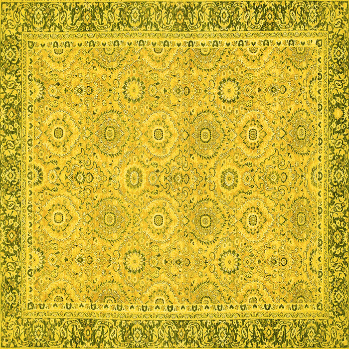 Square Machine Washable Oriental Yellow Traditional Rug, wshabs2675yw