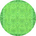 Round Machine Washable Oriental Green Traditional Area Rugs, wshabs2675grn