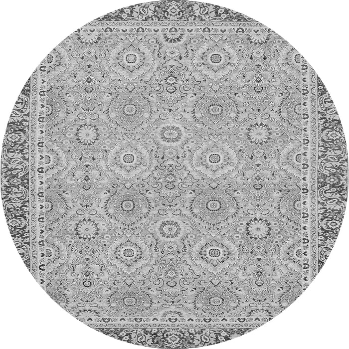Round Machine Washable Oriental Gray Traditional Rug, wshabs2675gry