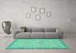 Machine Washable Oriental Turquoise Traditional Area Rugs in a Living Room,, wshabs2675turq