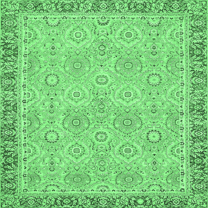 Square Machine Washable Oriental Emerald Green Traditional Area Rugs, wshabs2675emgrn
