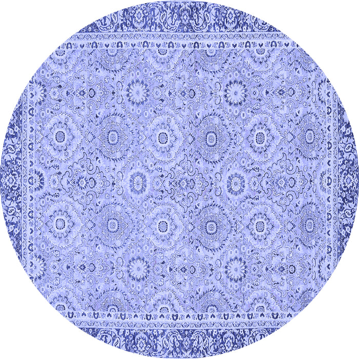 Round Machine Washable Oriental Blue Traditional Rug, wshabs2675blu