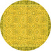 Round Oriental Yellow Traditional Rug, abs2675yw