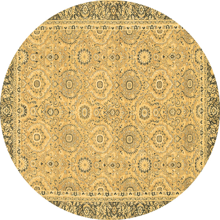 Round Machine Washable Oriental Brown Traditional Rug, wshabs2675brn